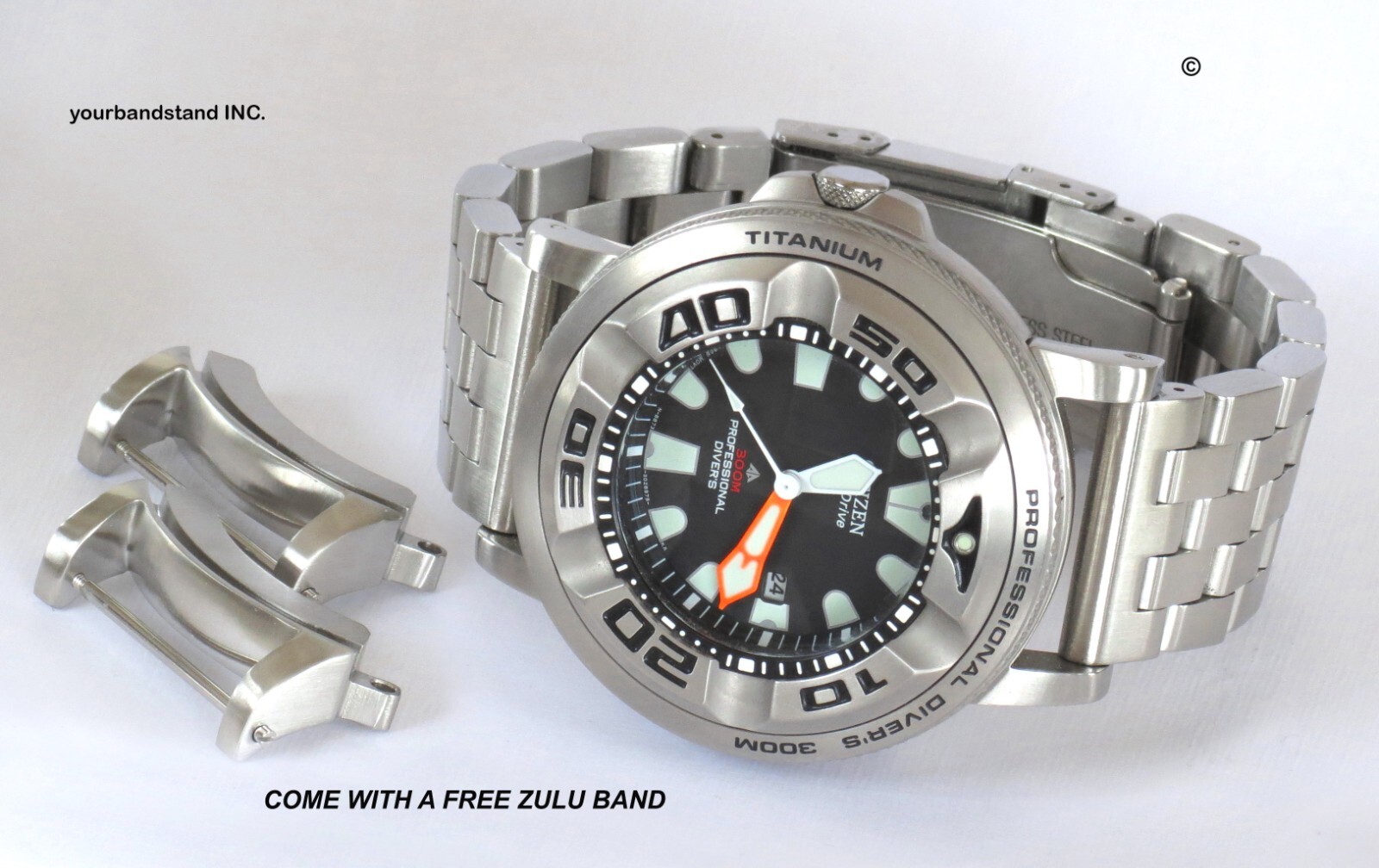 316L Brushed Adapter W / Screws For Citizen Eco-Drive Diver Watch BJ8050-08E