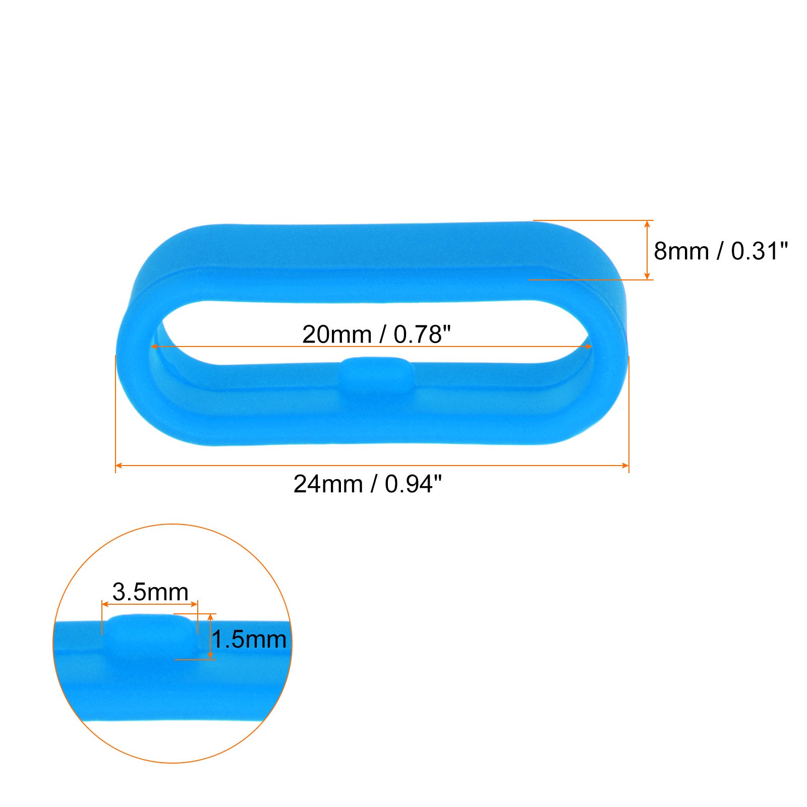 10Pcs Watch Band Strap Loops Silicone Fastener Rings for 20mm Band, Blue