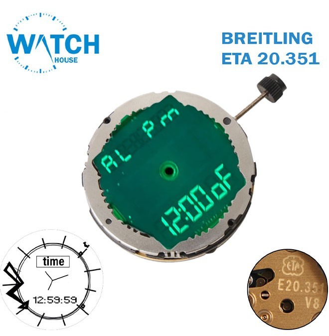 BREITLING ETA E20.351 Swiss Movement Analog /Digital Movement.
