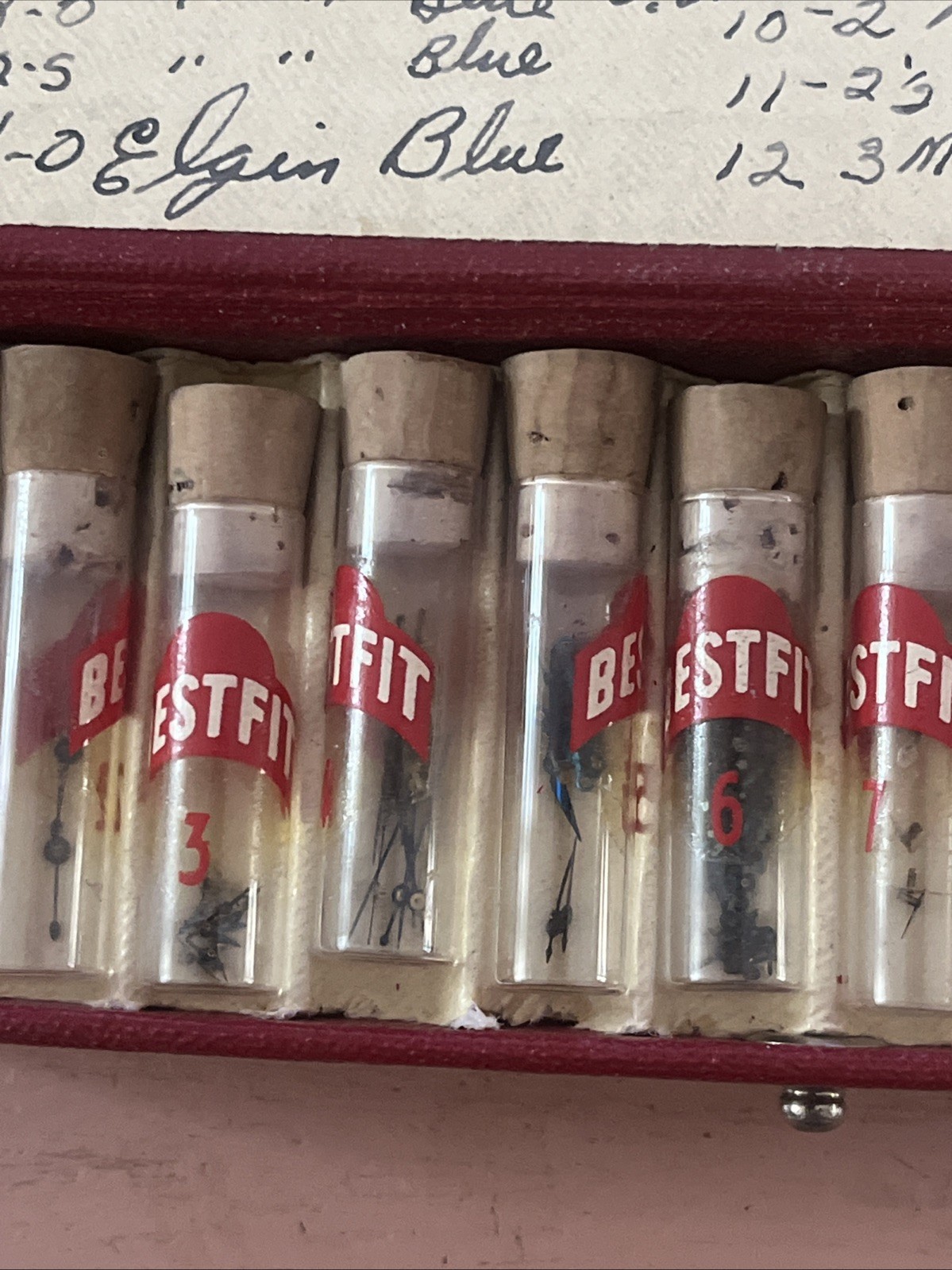 1950s Bestfit Watchmaking Assortment Repair Kit Elgin Waltham 12 Glass Vials