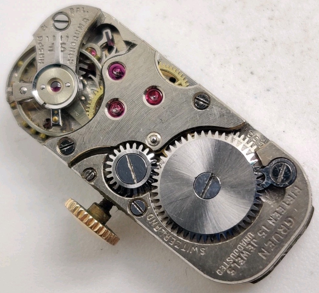 Rare Gruen Watch Co. Cal. 455 15 jewel watch movement for repair