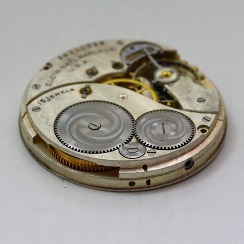 Elgin Grade 315 Model 3 Pocket Watch Movement & Metallic Dial ca. 1927