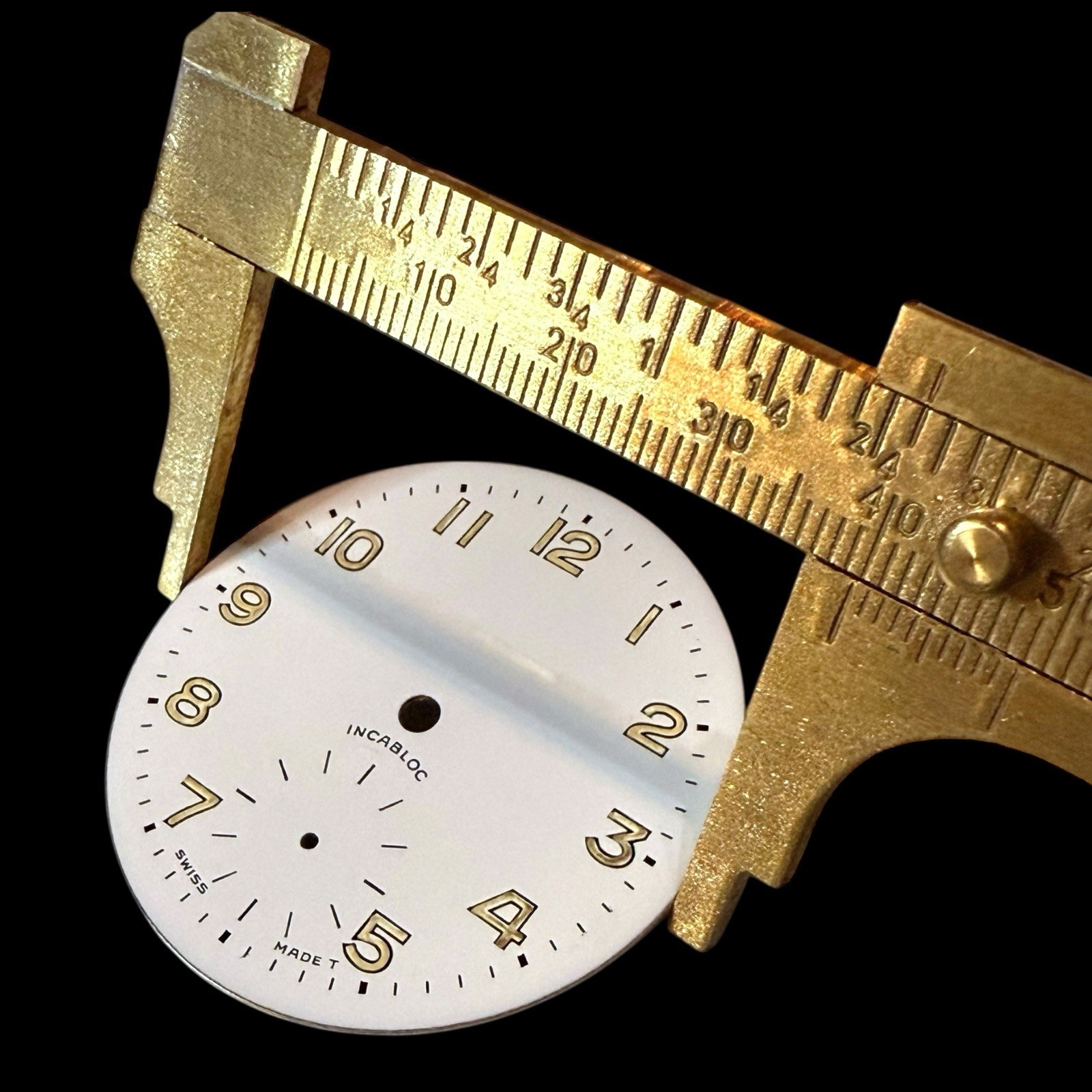INCABLOC Watch Dial White Enamel SWISS MADE Label 40mm FOR PARTS AS IS