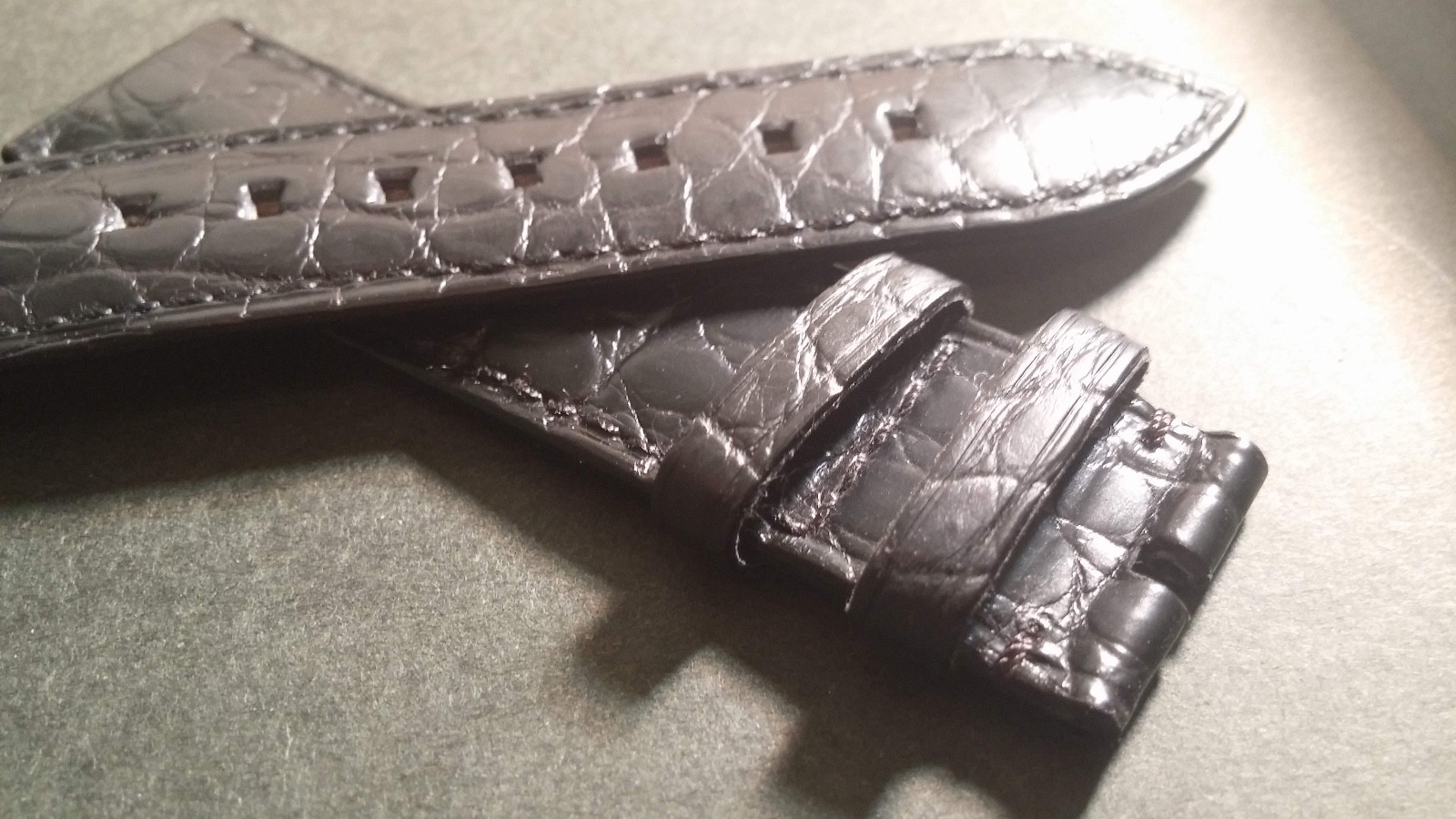 Genuine Montblanc Band Black with black Stitch Alligator 20/18mm NEW