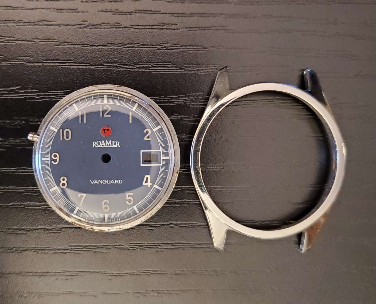 Vintage 1960s Swiss Roamer Vanguard Stainless Steel Case/Crystal and Blue Dial