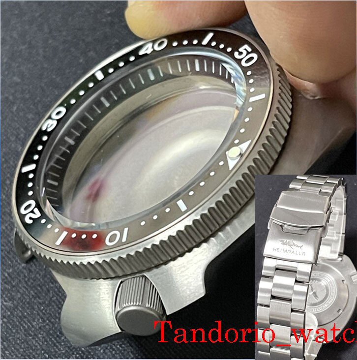 45.2mm Titanium Watch Case Sapphire Glass 200m Waterproof Fit NH35 SKX Movement