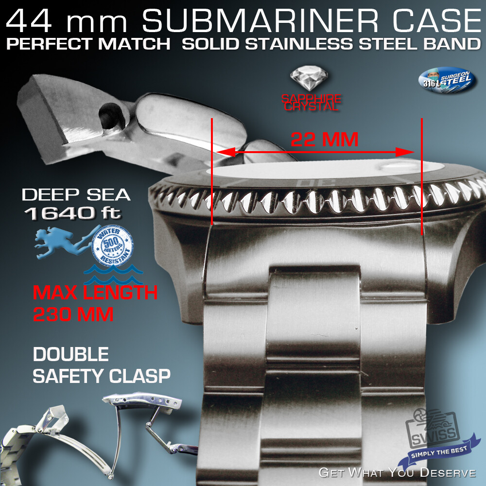 SET: CASE SUBMARINE 500M,1640 FT, ST-STEEL, DIAL/HANDS/BAND, FIT ETA2824/SW200