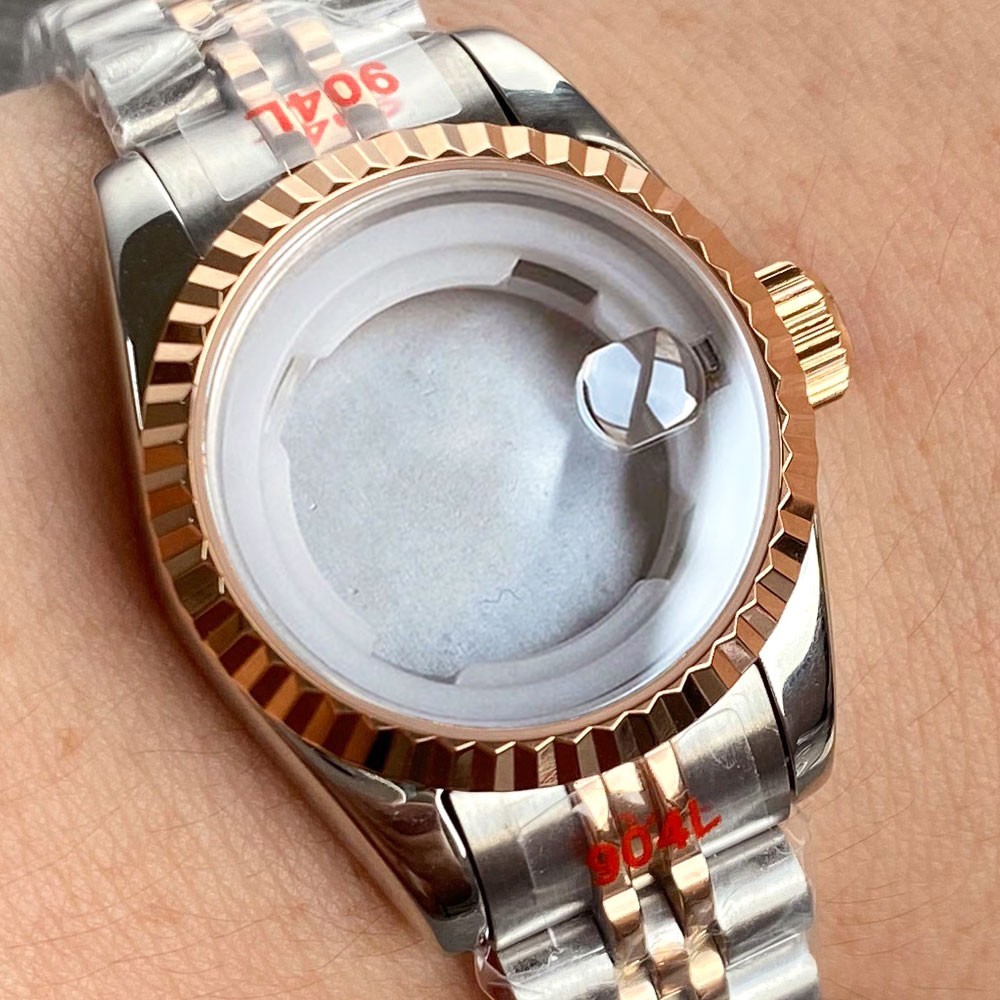 31mm Jubilee Watch Case Fit NH05A Auto Movement Fluted Bezel Sapphire Glass
