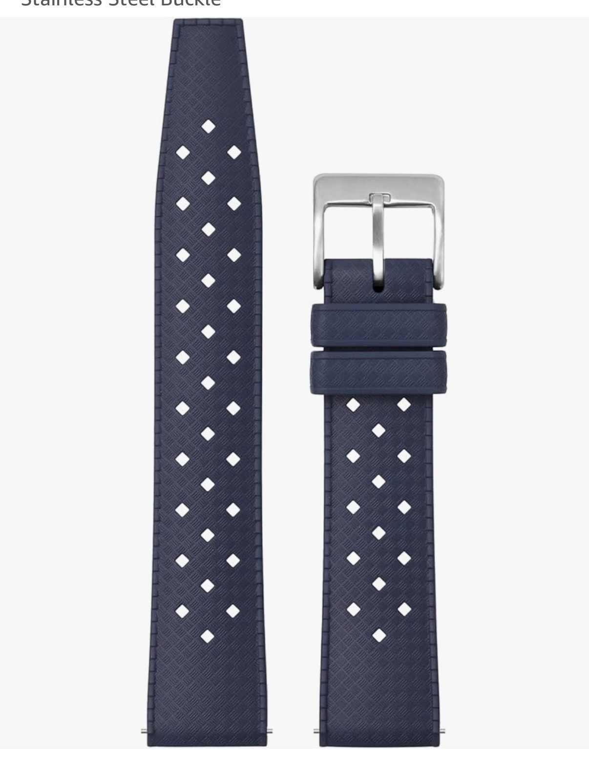 Tropical FKM Rubber Watch Strap with Quick Release 20 mm in Navy Blue