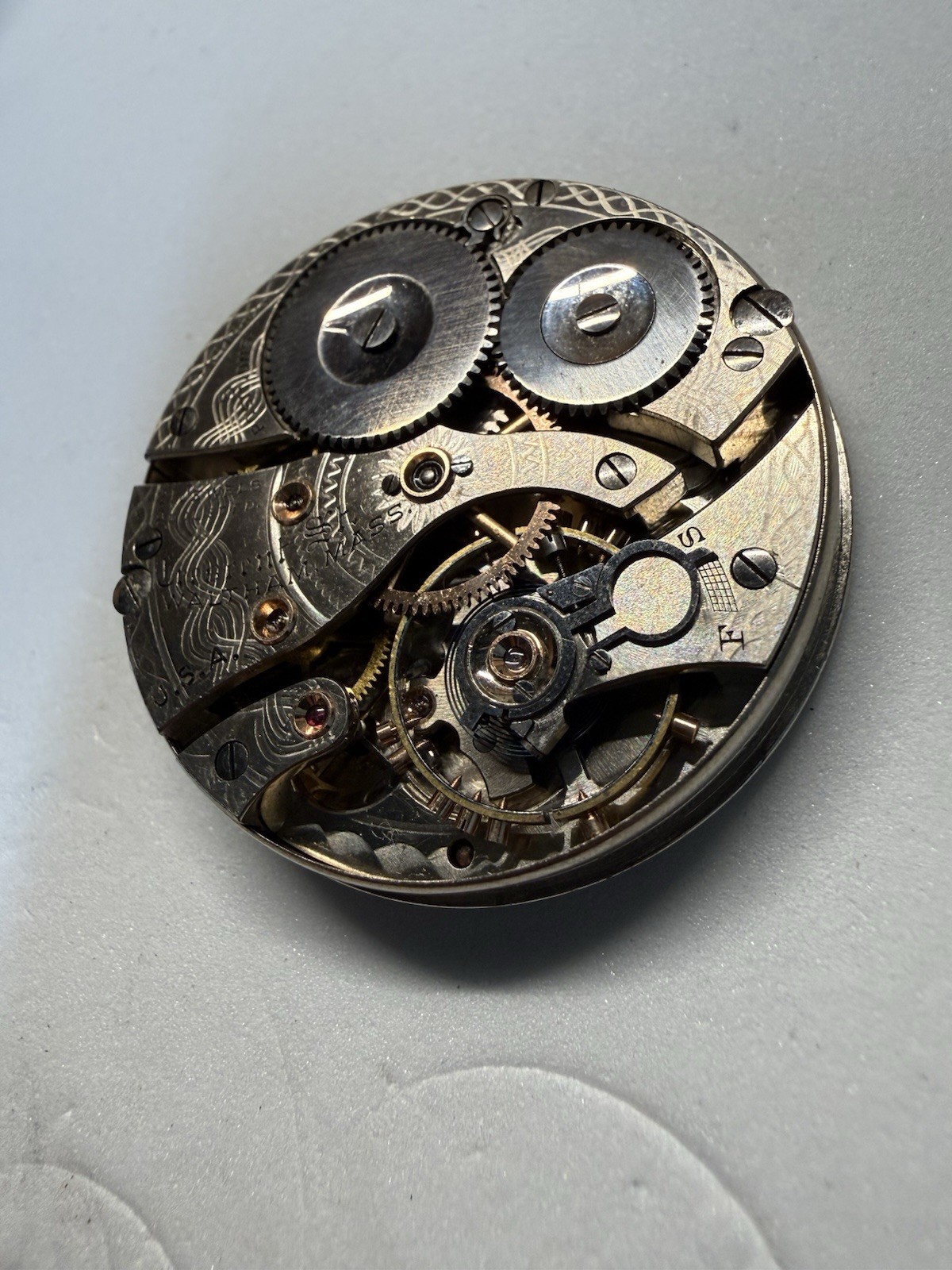 Waltham 16s Crescent St 21j Pocket Watch Movement, For Parts Or Repair