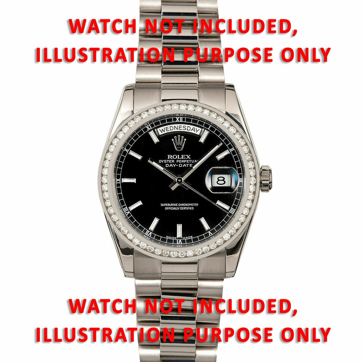 36MM 1.30CT CHANNEL SET NATURAL DIAMOND BEZEL 18KW FOR ROLEX DATEJUST PRESIDENT