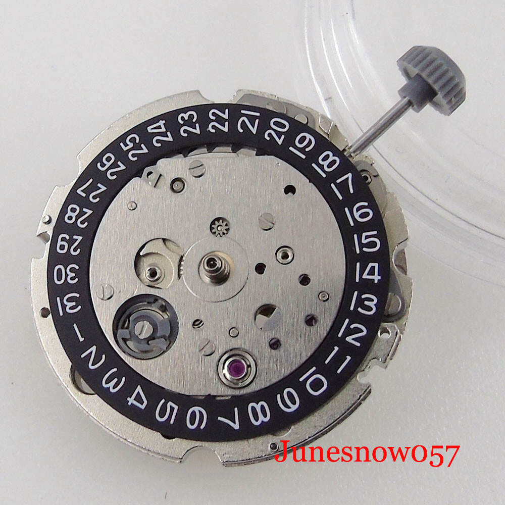 Black Date 21 Jewels MIYOTA 8215 Watch Automatic Movement Hack Second