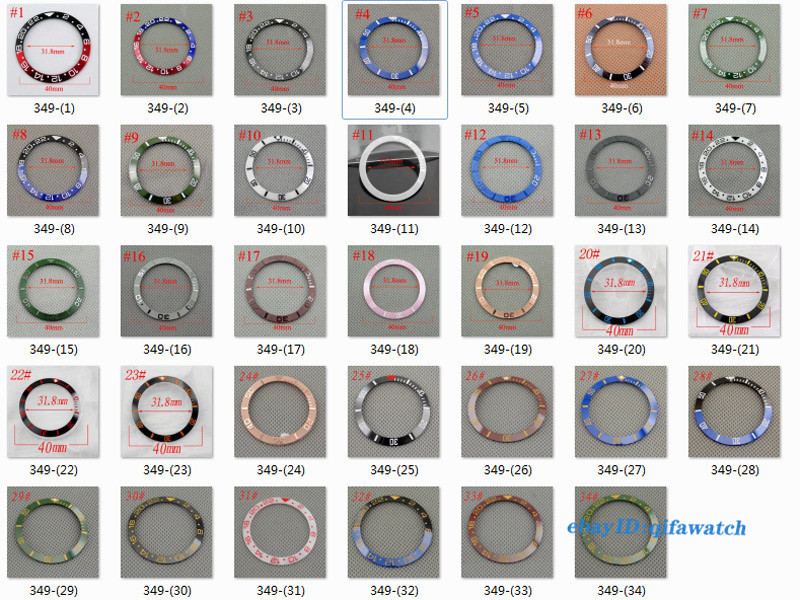 Red Black Blue Green Ceramic/Titanium bezel Insert fit GMT automatic watch P349