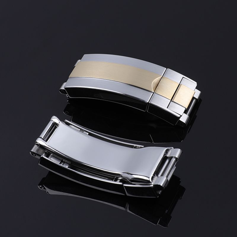 17x9mm 904L Two Tone Silver Buckle Deployment Clasp Fits Rolex Submariner 41mm