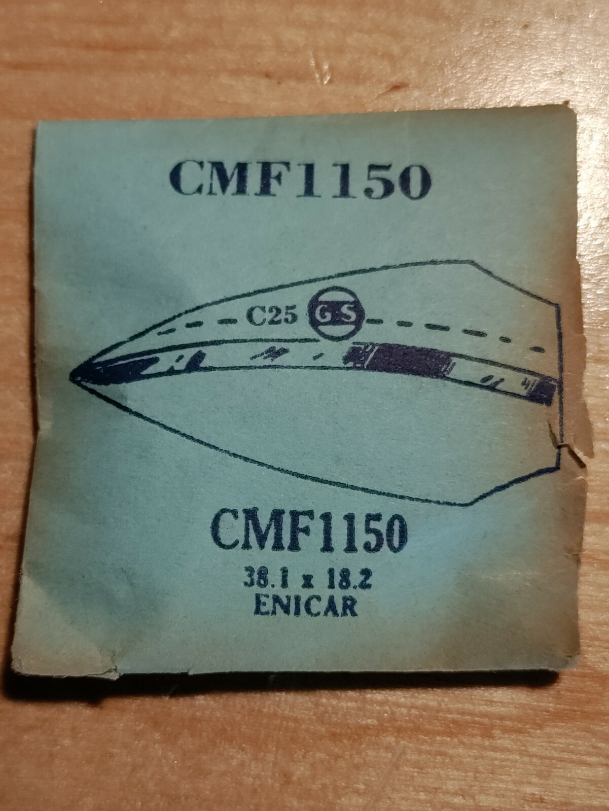 CMF1150 Enicar Watch Crystal. Arrow Head shape.