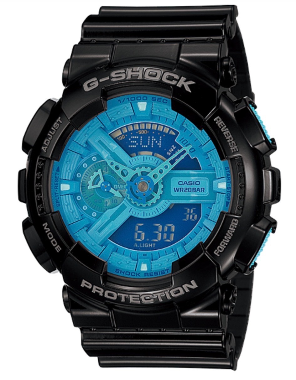 Genuine Casio G-Shock Gloss Black Band Strap G-8900A-1 GA-110B-1A2 + Pins