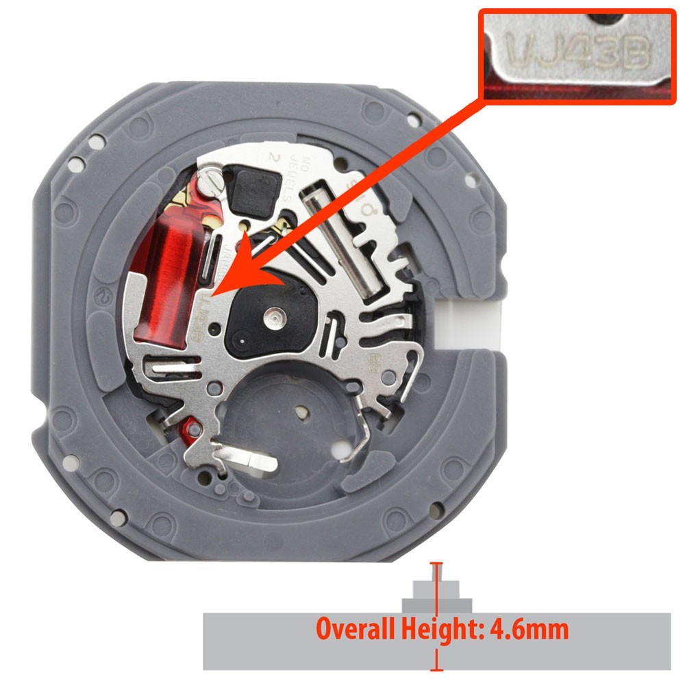 Original Hattori/Seiko/Epson VJ43 Day/Date @3 Japan Quartz Movement, HT: 4.6mm