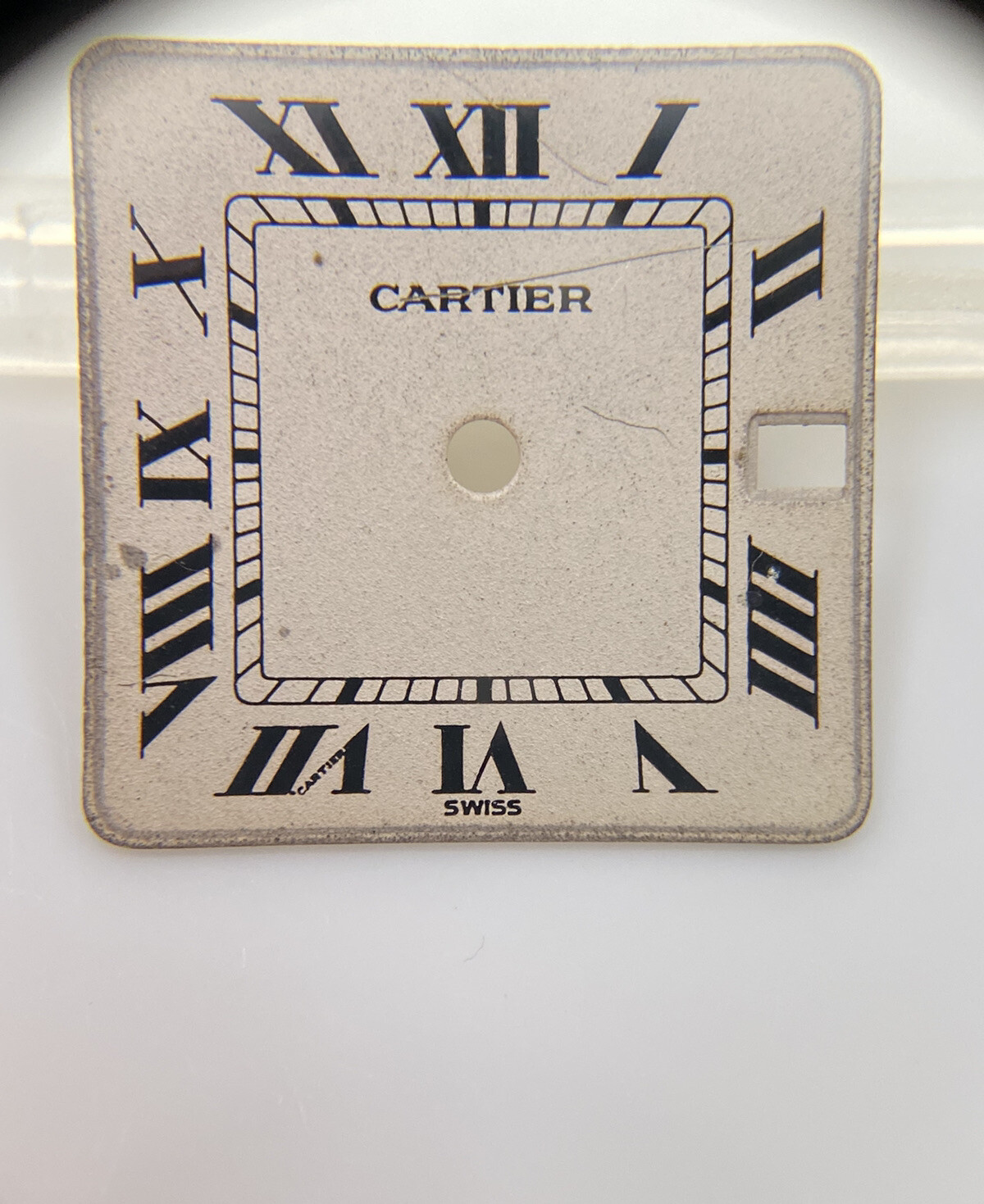 Original Cartier Santos Cream White Roman Numeral 18.6mm Date @3 Square Dial