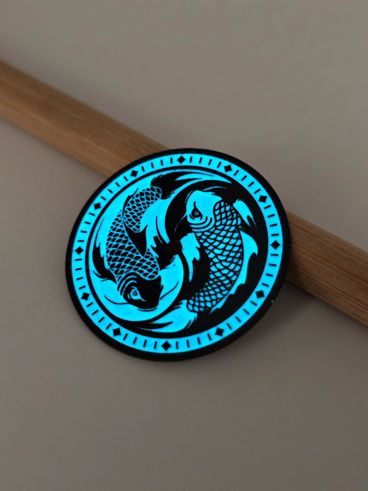 Custom-Made FULL LUME Watch Dial | KOI FISH – Order any designsize 28.5mm