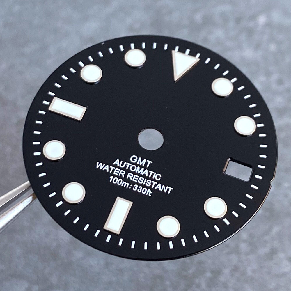 Luminous Black Green Blue 29mm Watch Dial Face fit NH34A NH34 GMT Automatic Movt