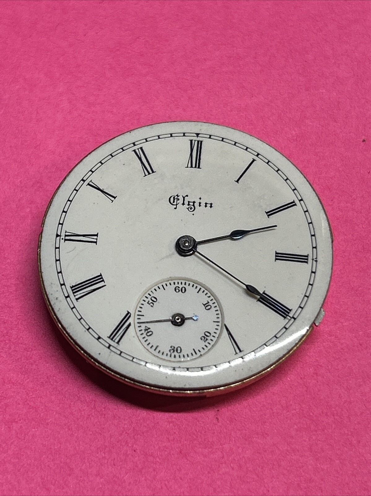 VINTAGE 0 SIZE ELGIN POCKET WATCH MOVEMENT Ticks Free For Repair