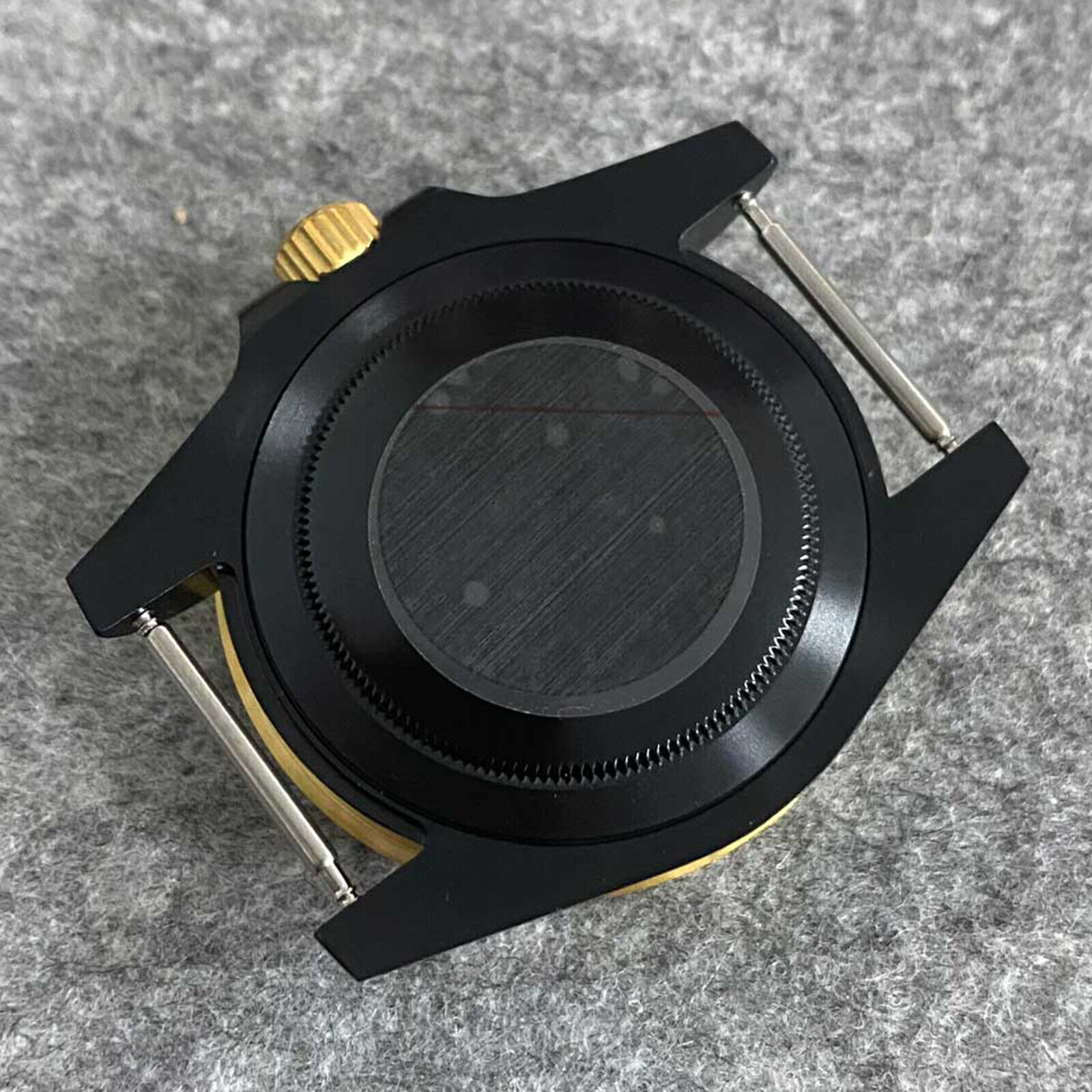 40MM SUB PVD Watch Case Black Gold Sapphire Glass Watch Case for NH35/NH36