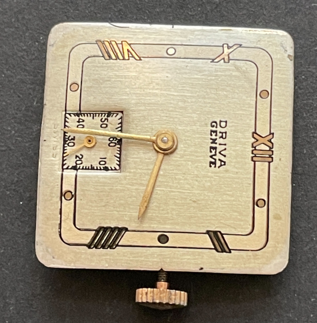 Vintage Driva Geneve Men’s Watch Movement Ticks Good Balance Deco Dial 17j Swiss