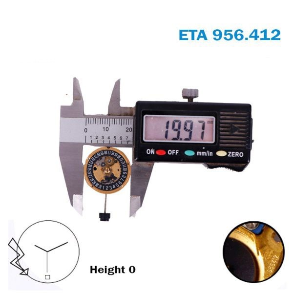 ETA 956.412 SWISS Made Quartz Movement- Black Date Disk At 6- 3 Hands- Height 0.