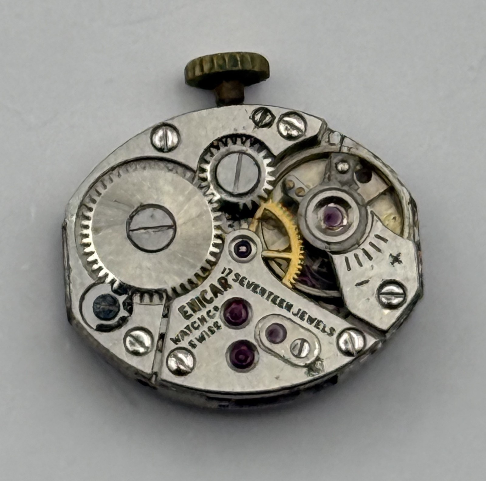 Enicar 672 Watch Movement 17 Jewels Swiss Vintage Manual Wind Parts Repair 13mm