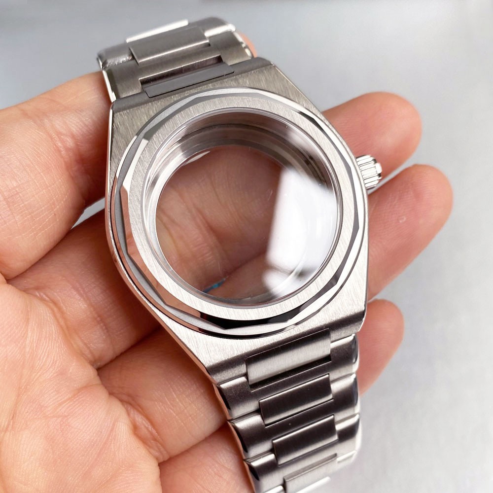 40mm Watch Case with Polygonal Bezel Sapphire Fit NH35 NH34 PT5000 For Ingenieur