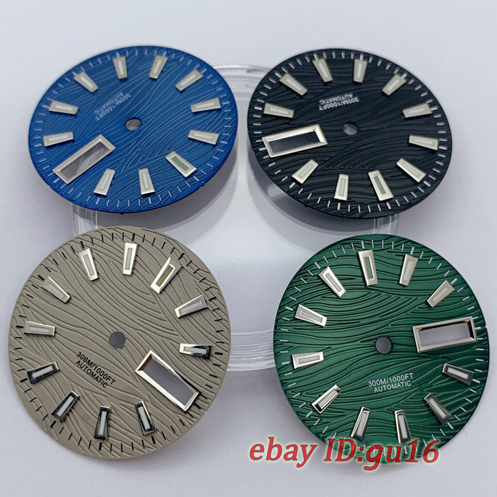 29mm Sterile green luminous Gray blue black green dial fit NH36 NH36A Movement