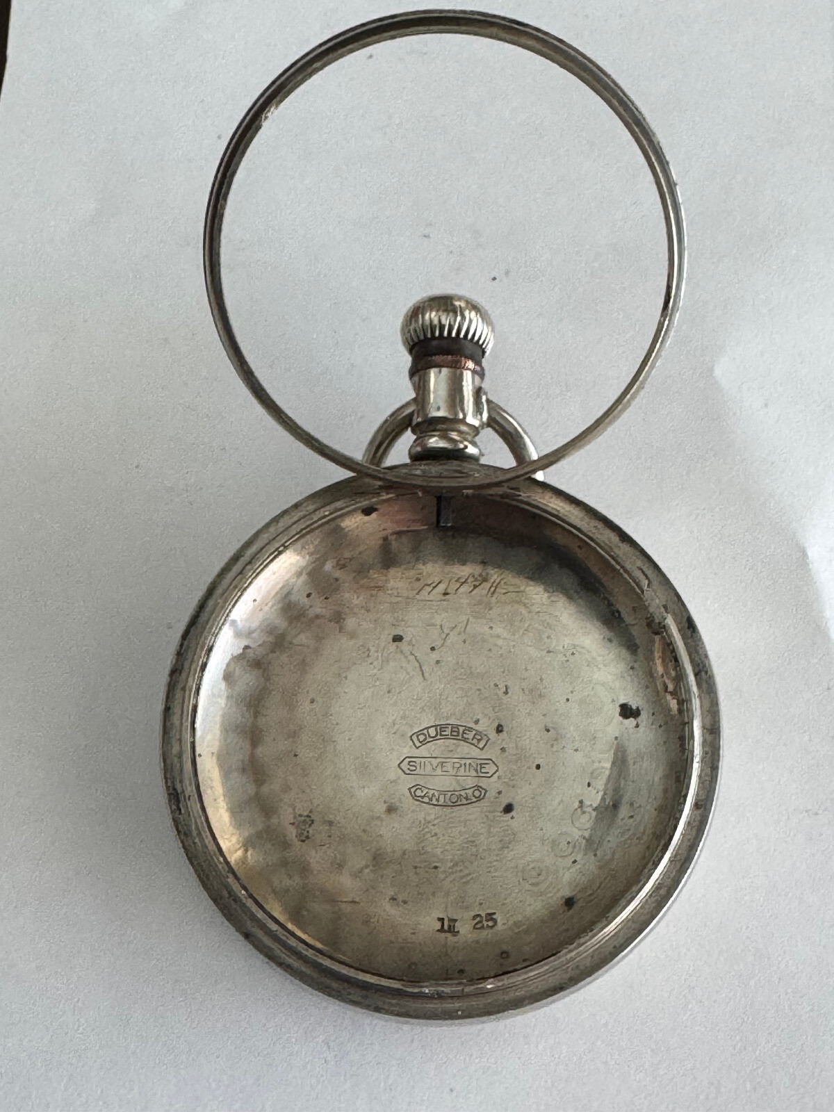 VINTAGE 18 SIZE DUEBER SILVERINE SWING OUT POCKET WATCH CASE LEVER SET ONLY