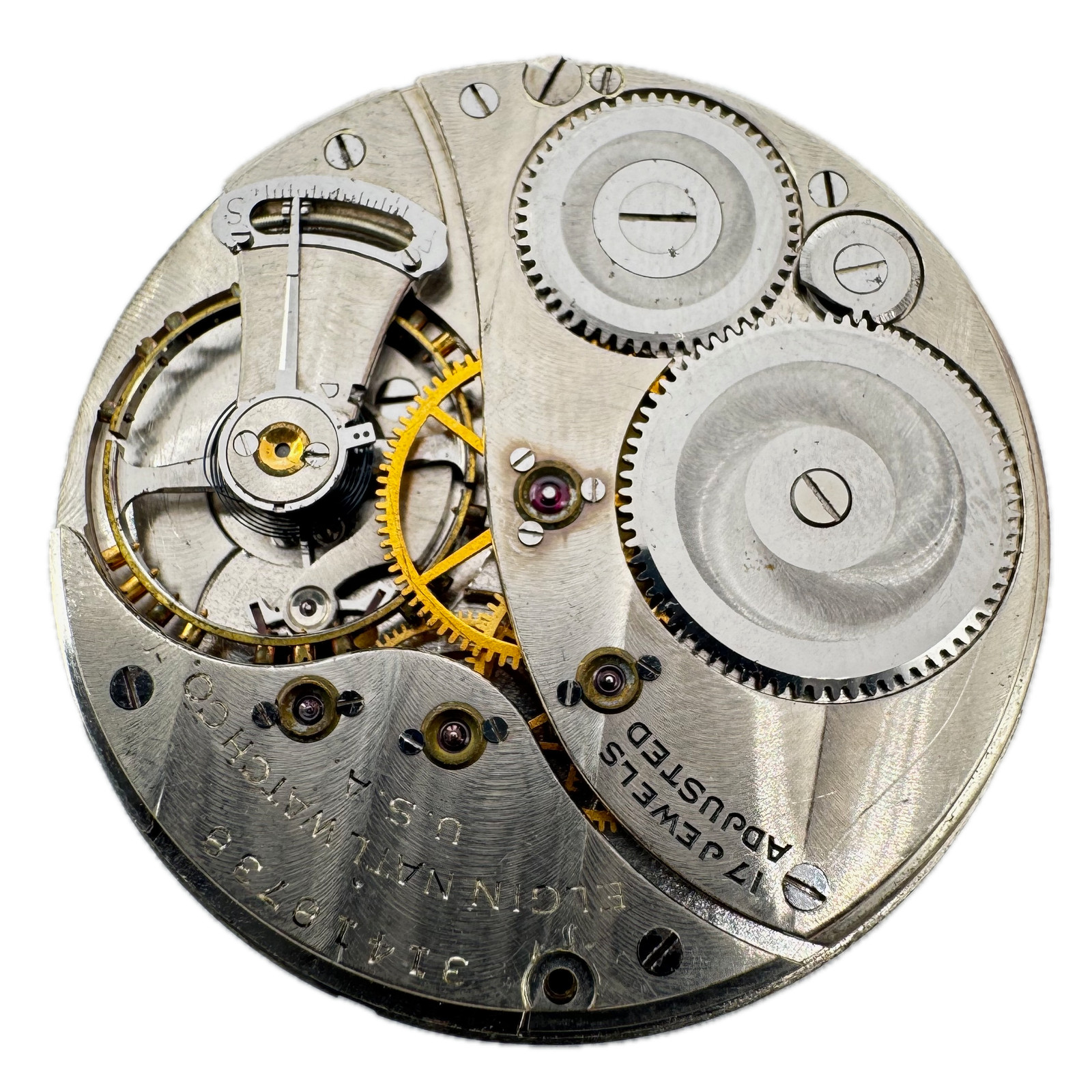 Antique 12s 1928 Elgin Fancy Art Deco Mechanical Pocket Watch Movement 479 USA