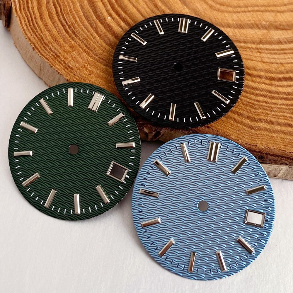 29mm Sterile Deep Texture Black Blue Green dial fit Japan NH35 NH36 movement