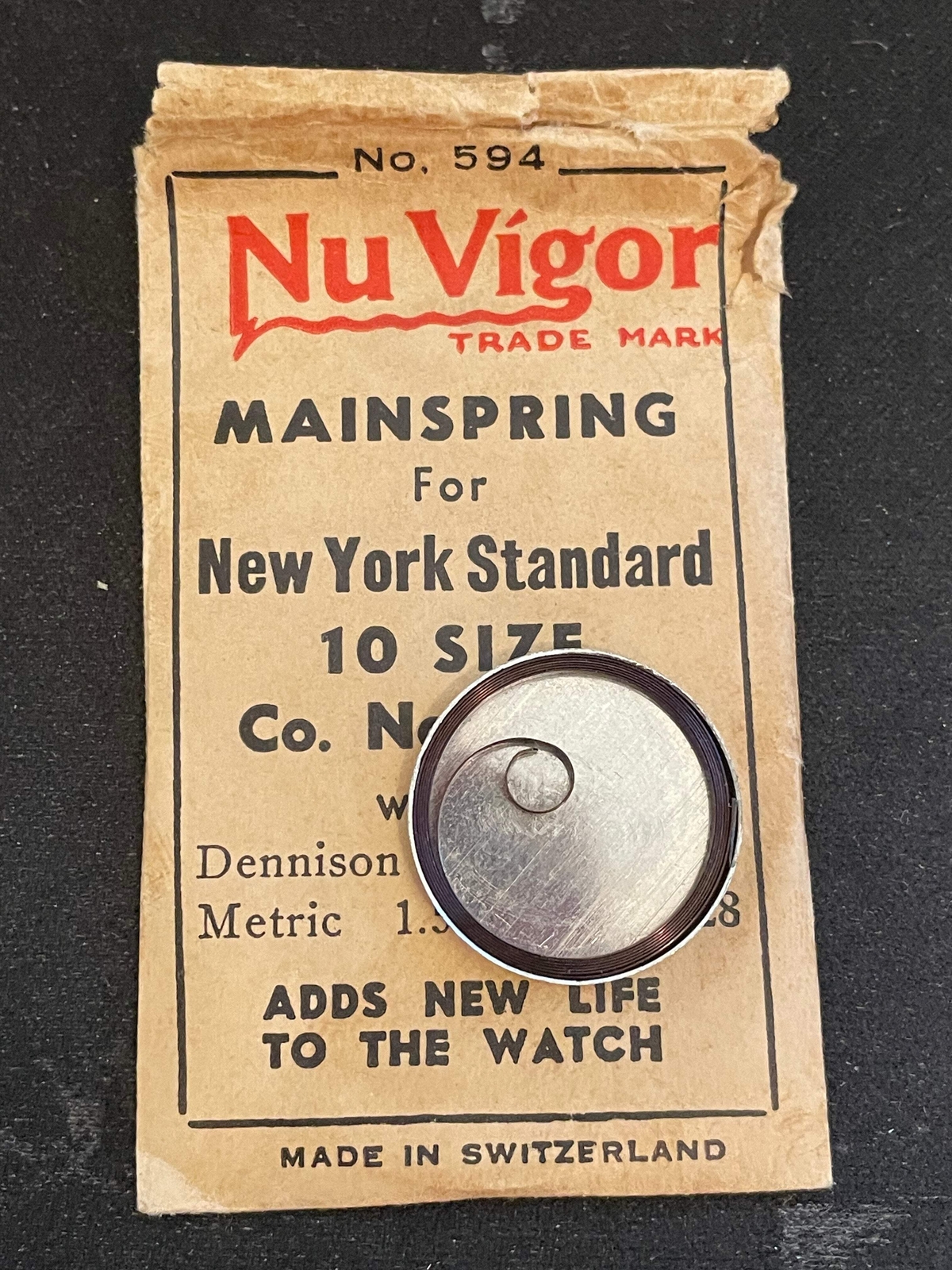NuVigor Mainspring #594 for NY Standard 10s No. 7080 – Steel