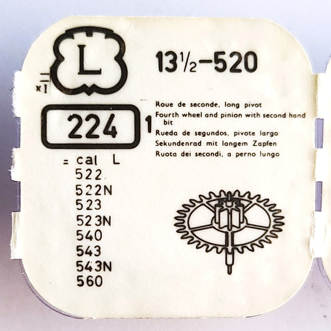 L Landeron Fourth Wheel 224, 13 1/2, Cal. 520-SEALED NOS