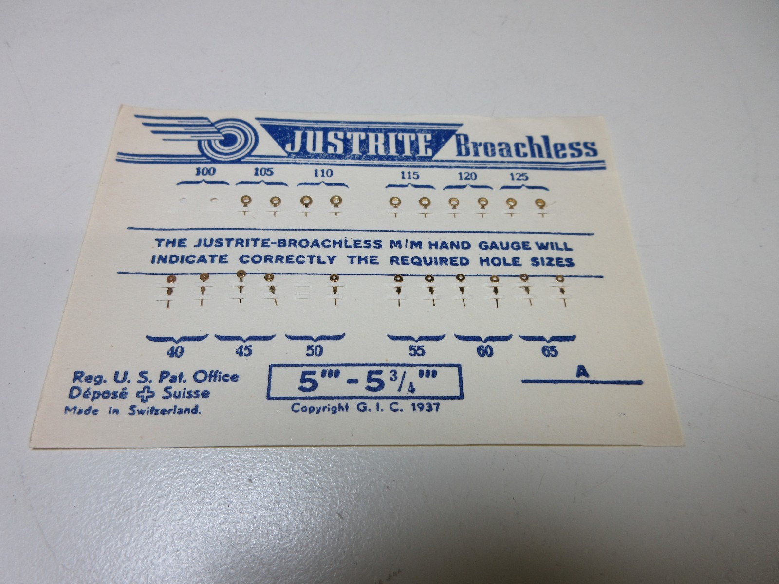 JUSTRITE WATCH HANDS 5”’ 5 3/4”’ WATCHMAKER REPLACEMENT PARTS #96