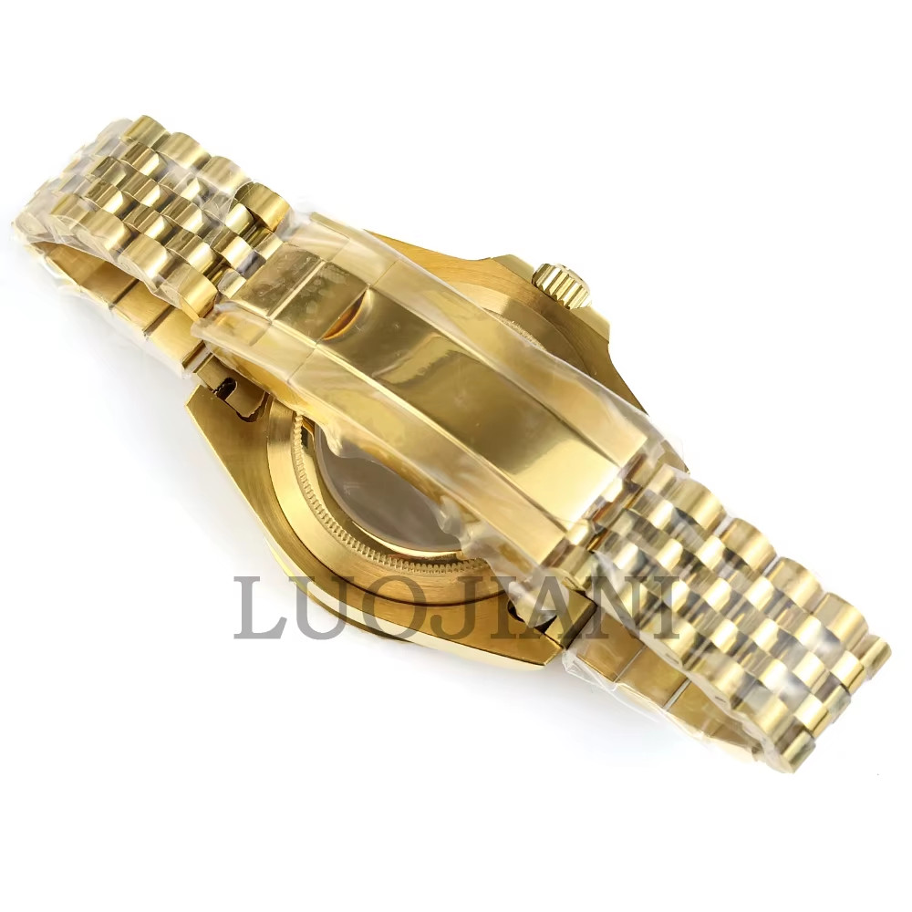 40mm Jubilee Gold Watch Case Sapphire Glass Fit Yacht-Master NH34 NH35 NH36