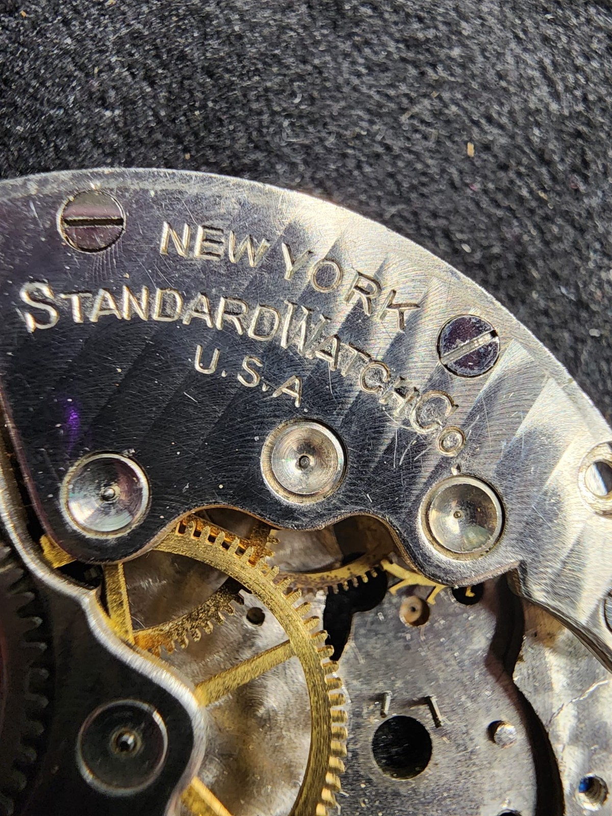 New York Standard Watch Co 7 Jewel Pocket Watch Movement USA Parts Repair