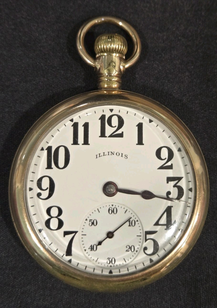 1917 Illinois A. Lincoln 16S 21 Jewels Railroad Pocket Watch Movement Runs