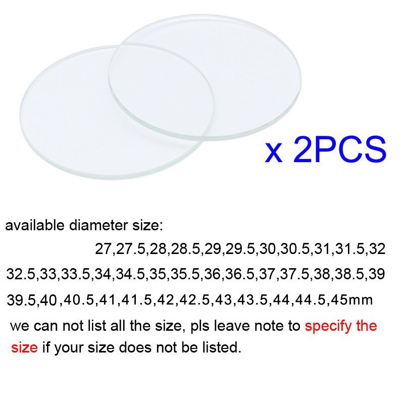 BH 2X Thickness 3.0mm Clear Flat Watch Glass Lens Mirror 27-45mm Watch Crystal