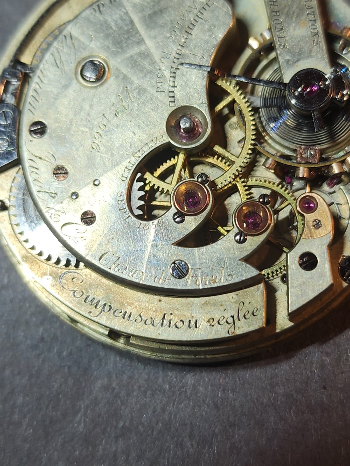 Civil War Era A. Saltzman Jacot & Co Pocket Watch Movement 39mm Nickel Duplex