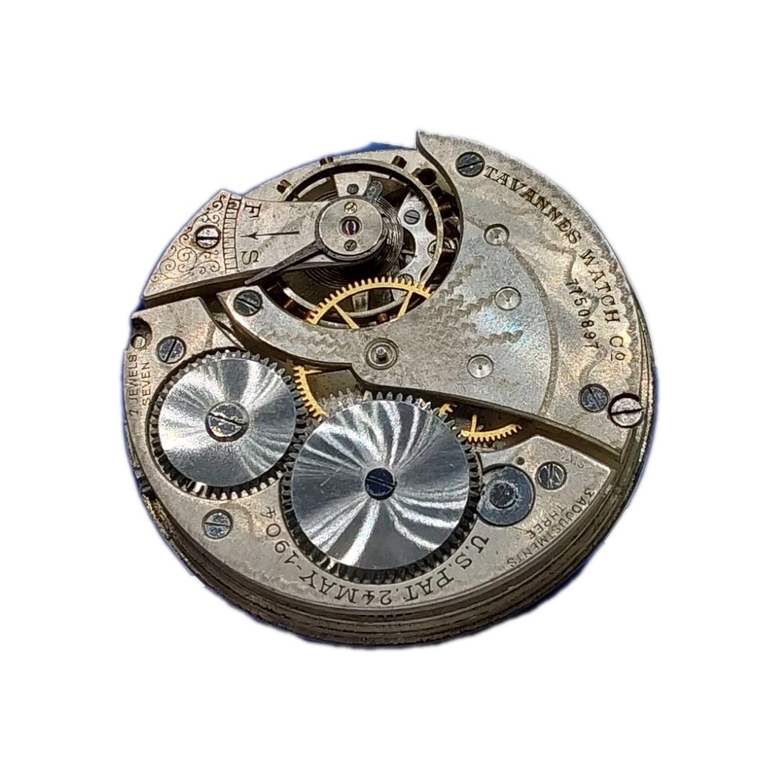 Tavannes 16s Movement Sunk Enamel Dial Pocket Watch Parts Video 1243