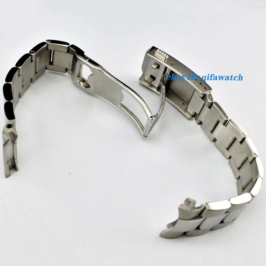 P741 Parnis 20mm 316L Solid Stainless Steel Brushed&Polished Watch Band Bracele