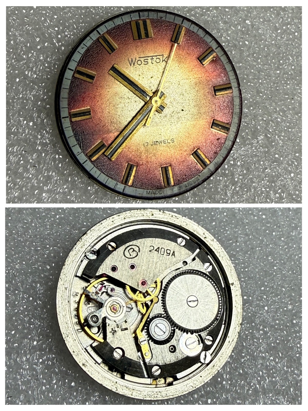 Watch movement USSR Vostok Cal.2409A plus Dial.For parts.