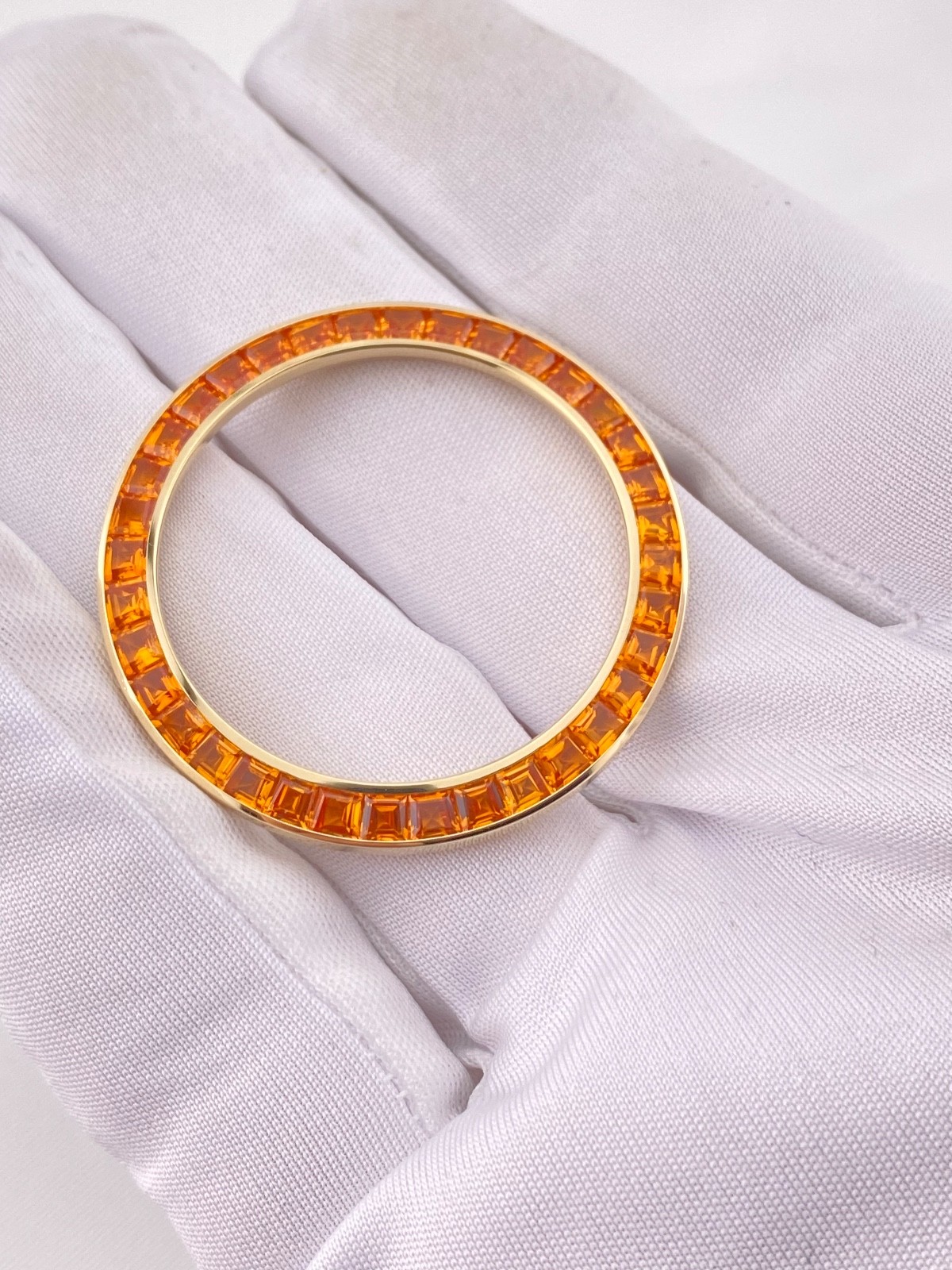 ROLEX Daytona 6.50 CTS. CUSTOM Orange LAB Sapphires Bezel 18K SOLID Yellow Gold