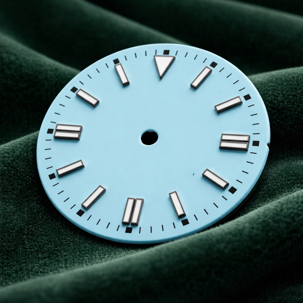 28.5MM Metallic Blue Luminous Sky Blue Watch Dial Date for NH35/NH36/2815/2836