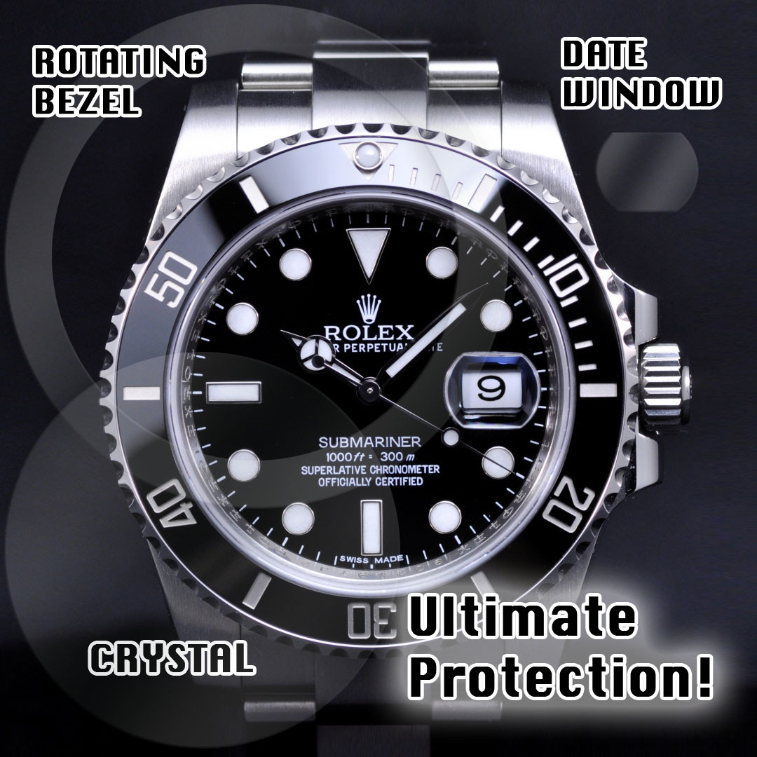 For-Rolex Submariner HD Clear Crystal Protector, w DateWindow n Bezel