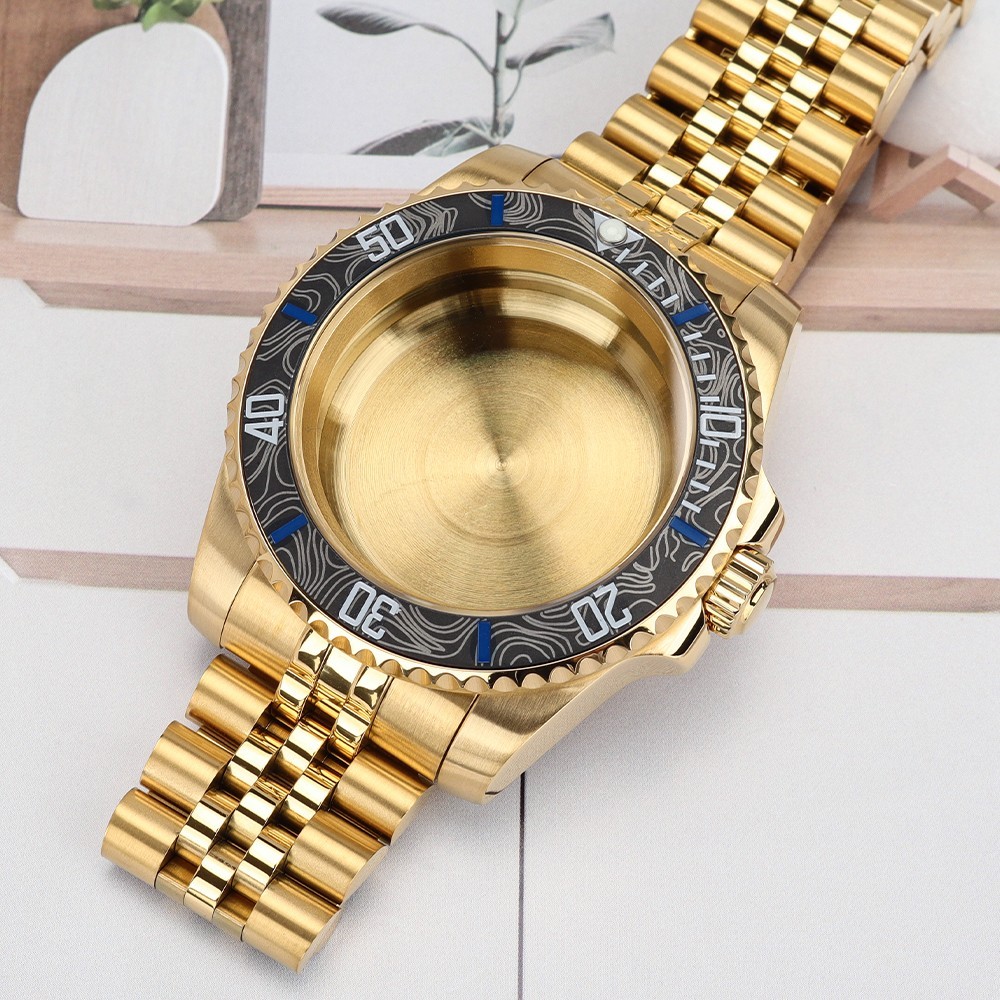 Oyster Perpetual Watch Case Golden 40mm+Bracelet 316L Steel For Seiko NH35 NH36