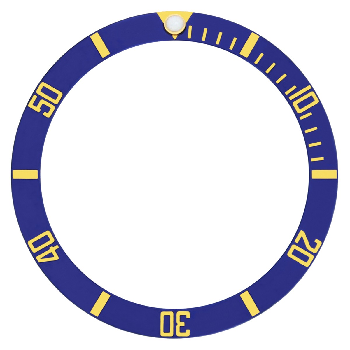 37.60MM X 30.70MM BLUE ALUMINUM BEZEL INSERT WATCH PART WITH GOLD NUMBERS